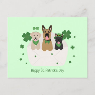 Happy St Patricks Day Dog Mail Postcard