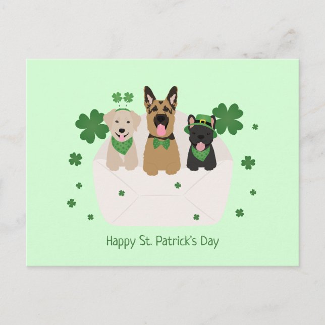 Happy St Patricks Day Dog Mail Postcard (Front)