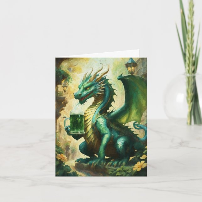 Happy St. Patrick's Day Dragon Holiday Card (Front)