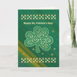 Happy St. Patrick's Day Elegant Gold Shamrock Card