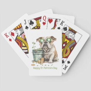 Happy St. Patrick's Day English Bulldog Playing Cards