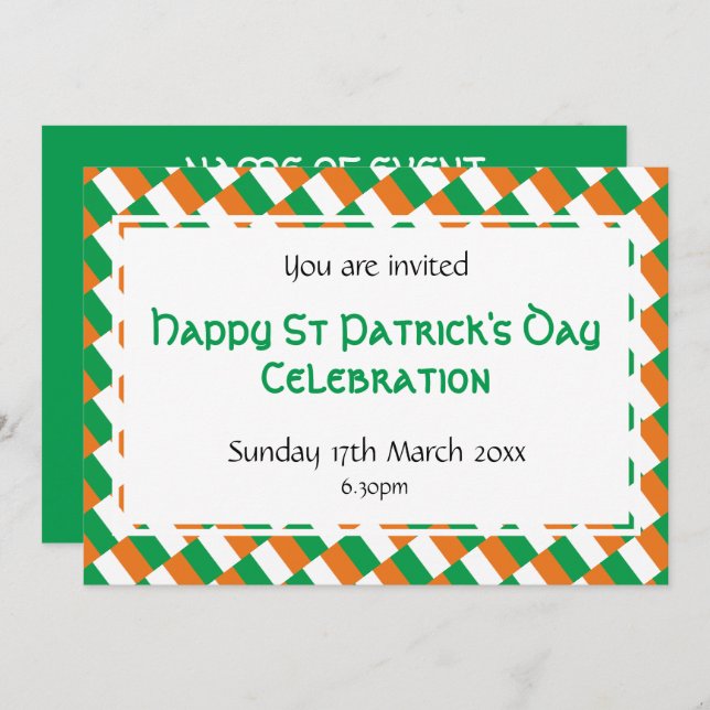 HAPPY ST PATRICK'S DAY Event Celebration Invitation (Front/Back)