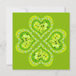 Happy St. Patrick's Day Fabric Font 4 Heart Leaves Holiday Card