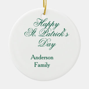 Happy St. Patrick's day family name green sminimal Ceramic Ornament