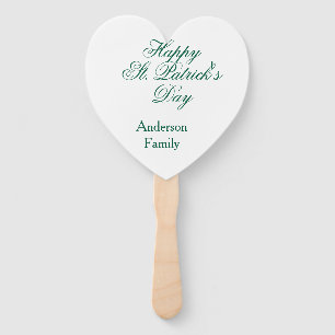 Happy St. Patrick's day family name green sminimal Hand Fan
