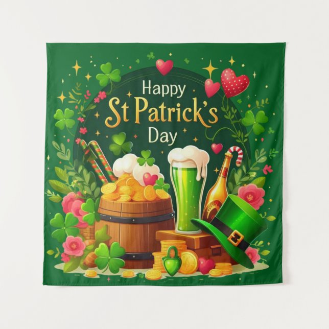 Happy St. Patrick's Day Festive Celebration Tapestry (Front)