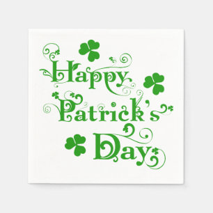 Happy St. Patrick's Day Floral Text Design 2b Napkin