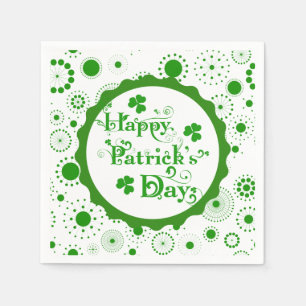 Happy St. Patrick's Day Floral Text Design Napkin