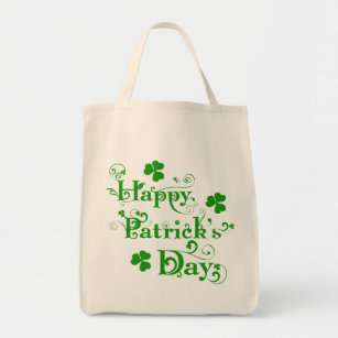 Happy St. Patrick's Day Floral Text Design Tote Bag