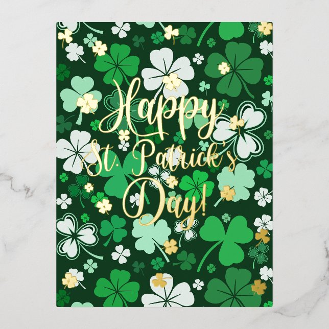 Happy St. Patrick's Day Foil Holiday Postcard (Front)