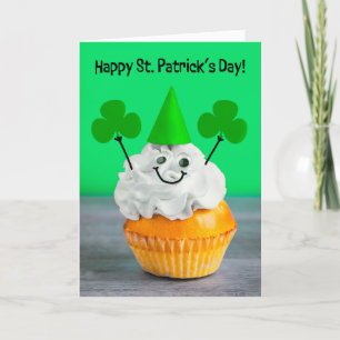 Happy St Patricks Day For Anyone Cute Cupcake Holiday Card
