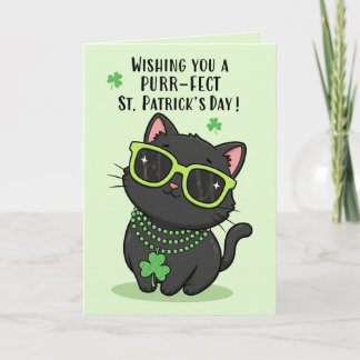 Happy St Patricks Day For Anyone Cute Kitten  Holiday Card