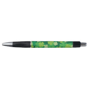 Happy St. Patrick's Day four leaf clovers Black In