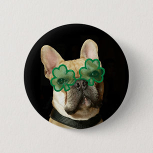 Happy St. Patrick's Day French Bulldog button