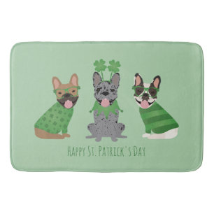 Happy St Patricks Day French Bulldogs Bath Mat