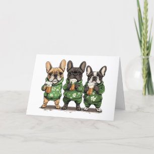 Happy St. Patrick's Day French Bulldogs Holiday Card