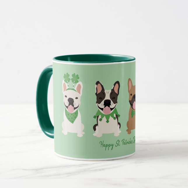 Happy St Patricks Day French Bulldogs Mug (Front Left)