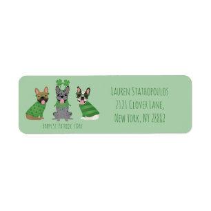 Happy St Patricks Day French Bulldogs Return Address Label