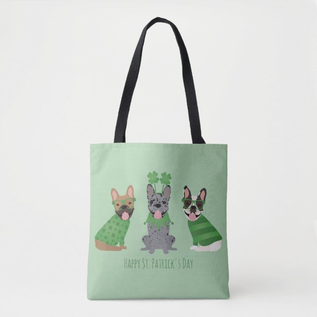 Happy St Patricks Day French Bulldogs Tote Bag (Front)