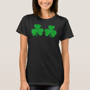Happy St Patrick's Day Funny Green Glitter Shamroc T-Shirt