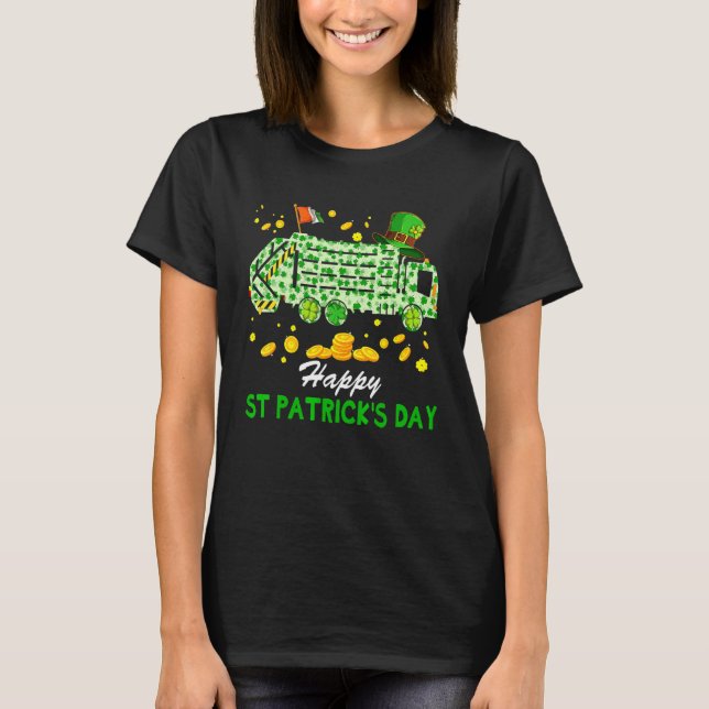 Happy St Patrick's Day Funny Leprechaun Garbage Tr T-Shirt (Front)