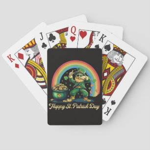 Happy St Patricks Day Funny Leprechaun Playing Cards