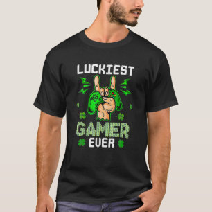 Happy St Patrick's Day Funny Luckiest Gamer Ever T-Shirt