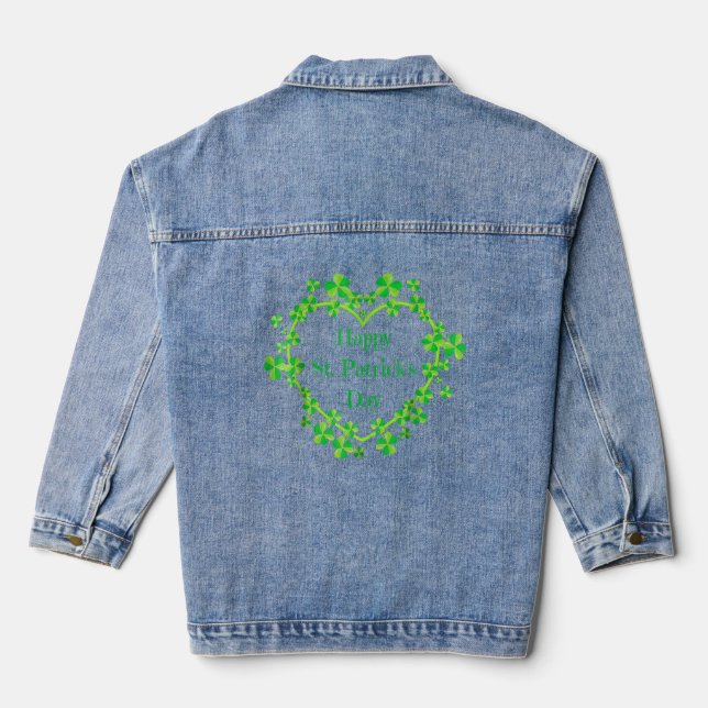 Happy St Patrick's Day Funny Saint Patrick Irish G Denim Jacket (Back)