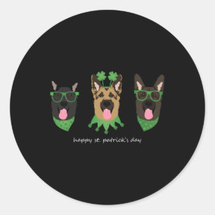 Happy St Patricks Day German Shepherd Dogs Cute Do Classic Round Sticker