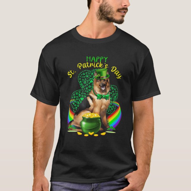 Happy St Patricks Day German Shepherd Leprechaun S T-Shirt (Front)
