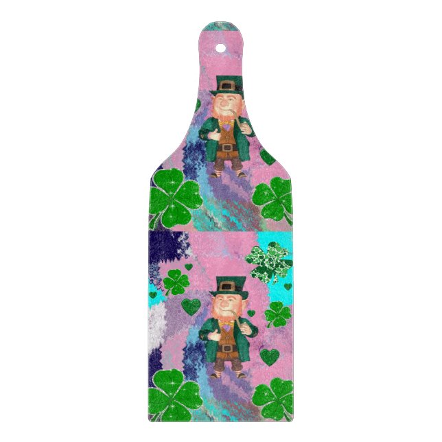 Happy St. Patrick's Day Glass Cutting Board (Front)