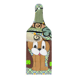 Happy St. Patrick's Day Glass Cutting Board Dog