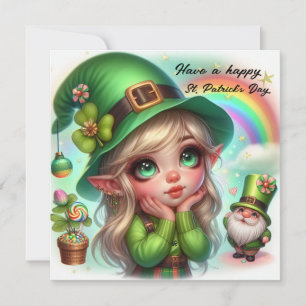 Happy St Patrick's Day Gnome and Leprechaun Holiday Card