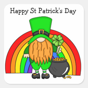 Happy St Patrick's Day   Gnome Leprechaun  Square Sticker