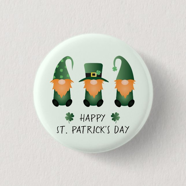 Happy St Patricks Day Gnomes Green 3 Cm Round Badge (Front)