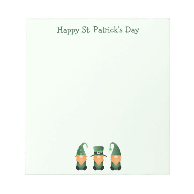 Happy St Patricks Day Gnomes Green Notepad (Front)