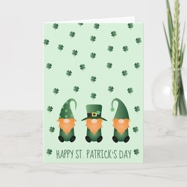 Happy St Patricks Day Gnomes Green Orange Card (Front)