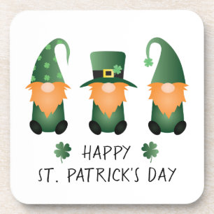 Happy St Patricks Day Gnomes Green Orange Coaster