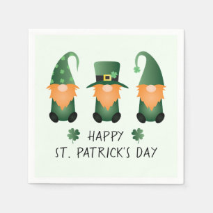Happy St Patricks Day Gnomes Green Orange Napkin