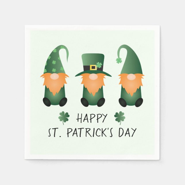 Happy St Patricks Day Gnomes Green Orange Napkin (Front)