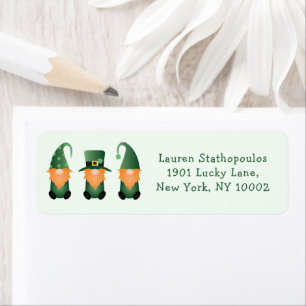 Happy St Patricks Day Gnomes Green Return Address Label