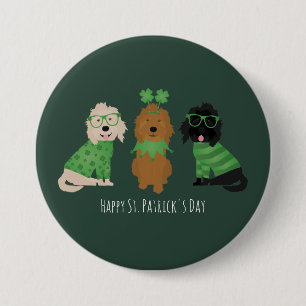 Happy St Patricks Day Goldendoodle Dogs 7.5 Cm Round Badge