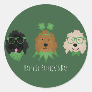 Happy St Patricks Day Goldendoodle Dogs Classic Round Sticker