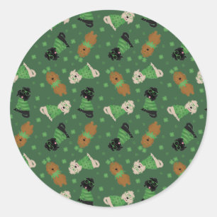 Happy St Patricks Day Goldendoodle Dogs Classic Round Sticker