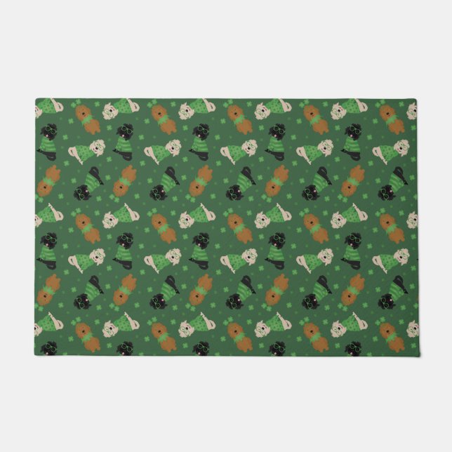 Happy St Patricks Day Goldendoodle Dogs Doormat (Front)