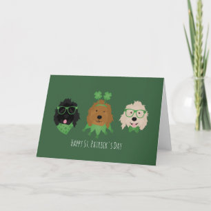 Happy St Patricks Day Goldendoodle Dogs Holiday Card