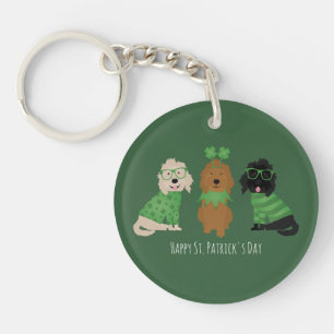Happy St Patricks Day Goldendoodle Dogs Key Ring