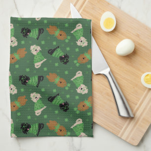 Happy St Patricks Day Goldendoodle Dogs Tea Towel