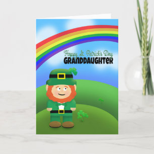Happy St Patrick's Day Granddaughter Leprechaun Holiday Card
