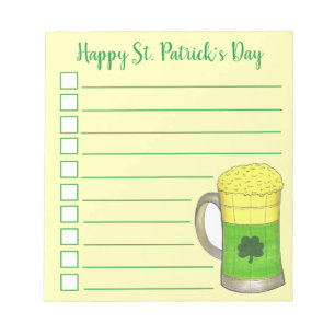 Happy St. Patrick's Day Green Beer Checklist Notepad
